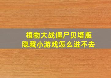 植物大战僵尸贝塔版隐藏小游戏怎么进不去