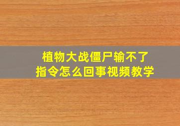 植物大战僵尸输不了指令怎么回事视频教学