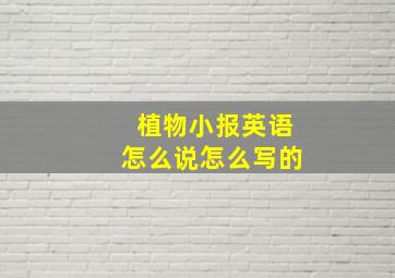 植物小报英语怎么说怎么写的