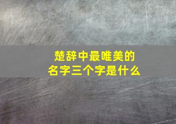 楚辞中最唯美的名字三个字是什么