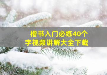 楷书入门必练40个字视频讲解大全下载