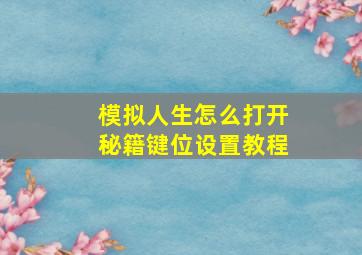 模拟人生怎么打开秘籍键位设置教程