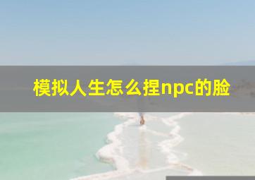 模拟人生怎么捏npc的脸