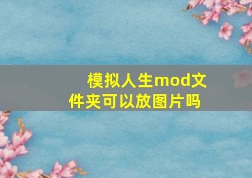 模拟人生mod文件夹可以放图片吗