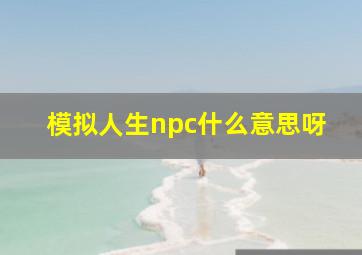 模拟人生npc什么意思呀