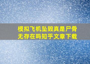 模拟飞机坠毁真是尸骨无存在吗知乎文章下载