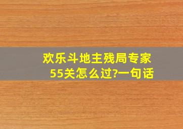 欢乐斗地主残局专家55关怎么过?一句话