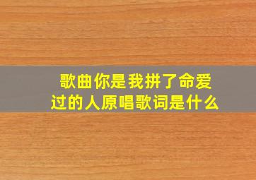 歌曲你是我拼了命爱过的人原唱歌词是什么