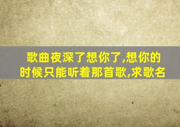 歌曲夜深了想你了,想你的时候只能听着那首歌,求歌名