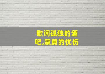 歌词孤独的酒吧,寂寞的忧伤