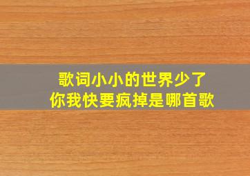 歌词小小的世界少了你我快要疯掉是哪首歌