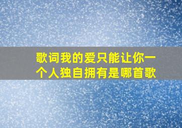 歌词我的爱只能让你一个人独自拥有是哪首歌