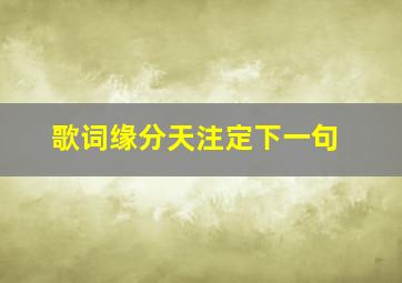 歌词缘分天注定下一句