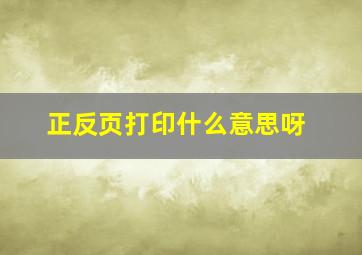 正反页打印什么意思呀