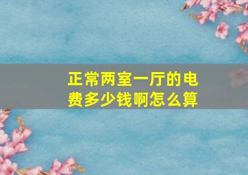 正常两室一厅的电费多少钱啊怎么算