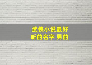 武侠小说最好听的名字 男的