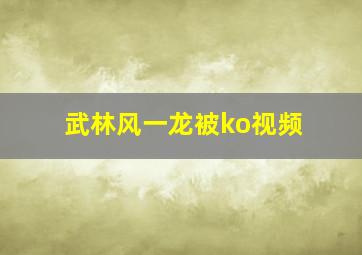 武林风一龙被ko视频