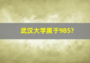 武汉大学属于985?