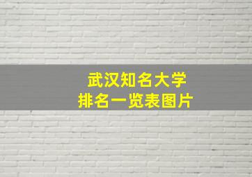 武汉知名大学排名一览表图片