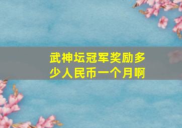 武神坛冠军奖励多少人民币一个月啊