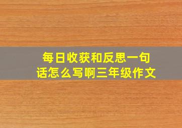 每日收获和反思一句话怎么写啊三年级作文