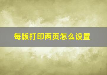 每版打印两页怎么设置