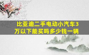 比亚迪二手电动小汽车3万以下能买吗多少钱一辆