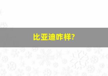 比亚迪咋样?