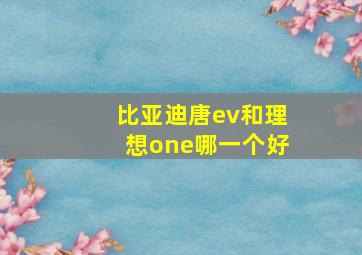 比亚迪唐ev和理想one哪一个好