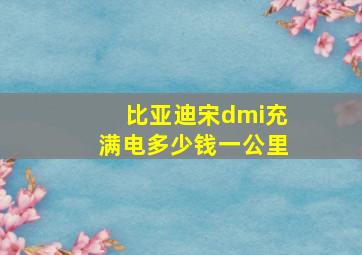 比亚迪宋dmi充满电多少钱一公里