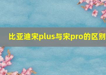 比亚迪宋plus与宋pro的区别