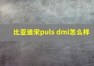 比亚迪宋puls dmi怎么样