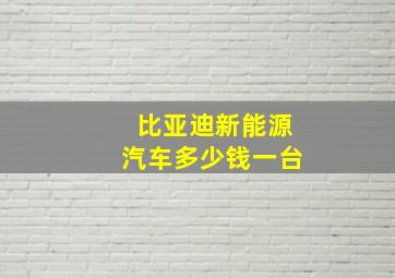 比亚迪新能源汽车多少钱一台