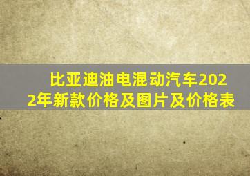 比亚迪油电混动汽车2022年新款价格及图片及价格表