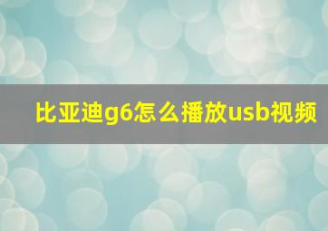 比亚迪g6怎么播放usb视频