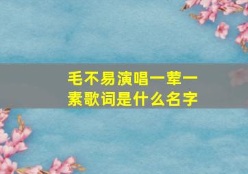 毛不易演唱一荤一素歌词是什么名字