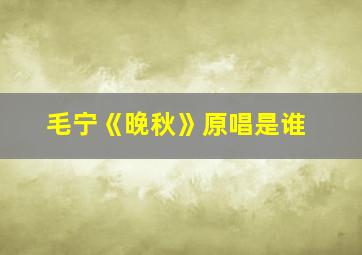 毛宁《晚秋》原唱是谁