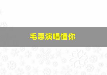 毛惠演唱懂你