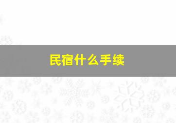 民宿什么手续