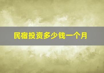 民宿投资多少钱一个月