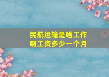 民航运输是啥工作啊工资多少一个月