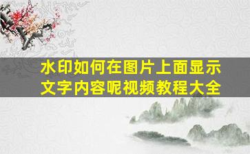 水印如何在图片上面显示文字内容呢视频教程大全