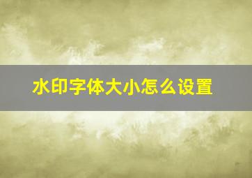 水印字体大小怎么设置