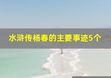 水浒传杨春的主要事迹5个