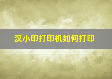 汉小印打印机如何打印