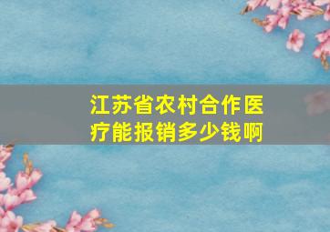 江苏省农村合作医疗能报销多少钱啊