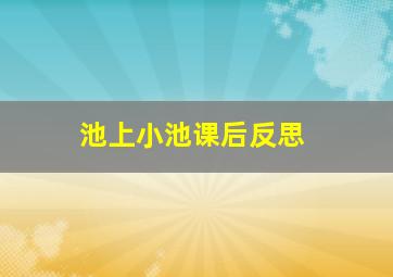 池上小池课后反思