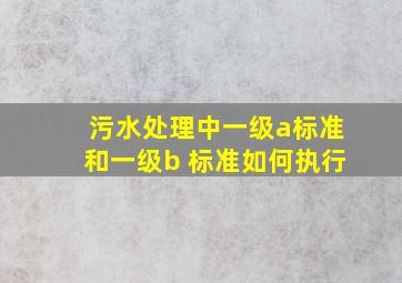 污水处理中一级a标准和一级b 标准如何执行