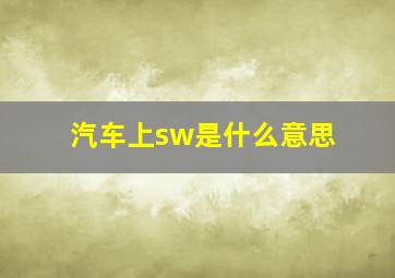 汽车上sw是什么意思