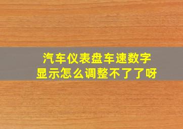 汽车仪表盘车速数字显示怎么调整不了了呀